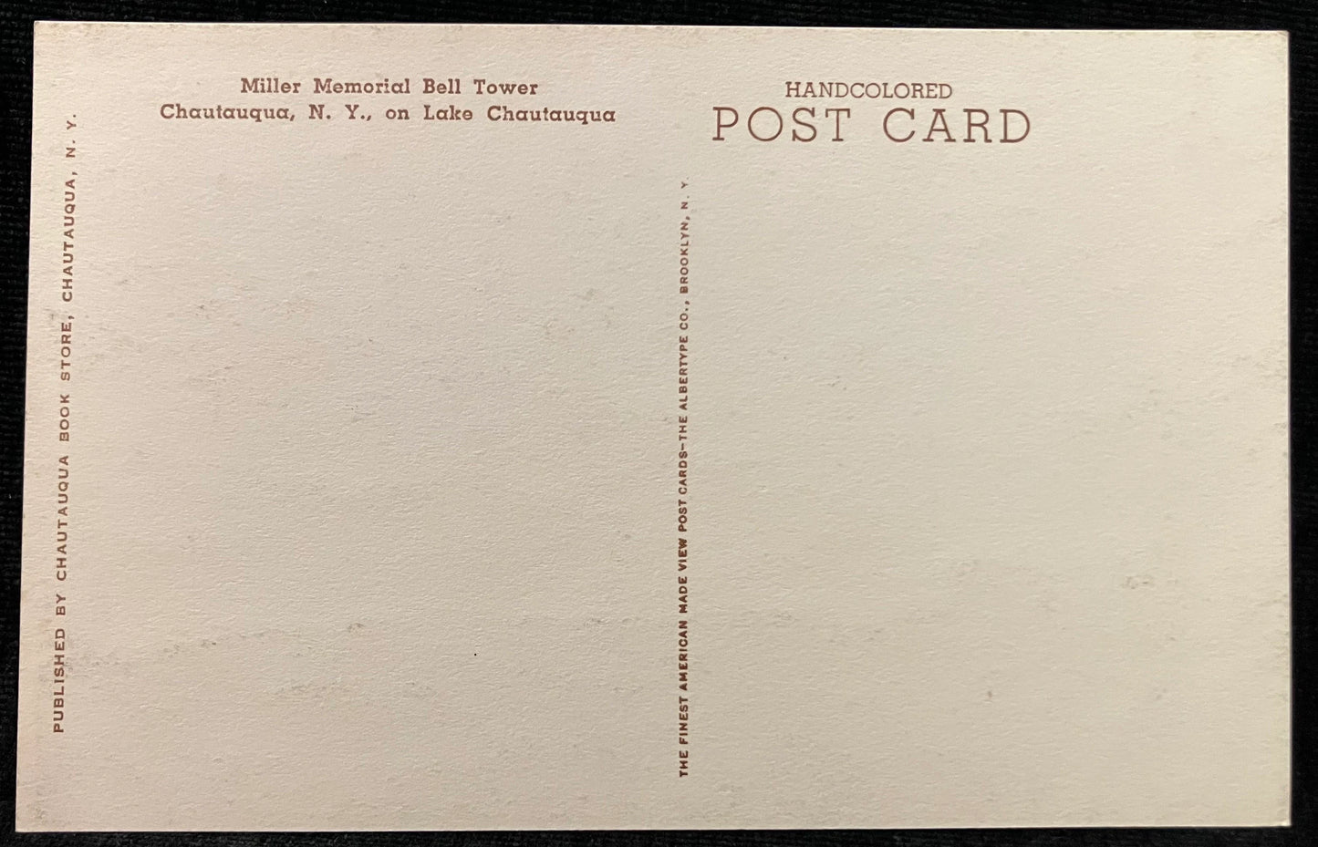 Miller Memorial Bell Tower, Chautauqua, New York, On Lake Chautauqua - Vintage Postcard