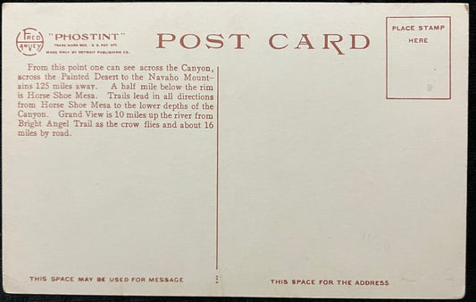 From Grand View Point - Grand Canyon National Park, Arizona - Vintage Postcard