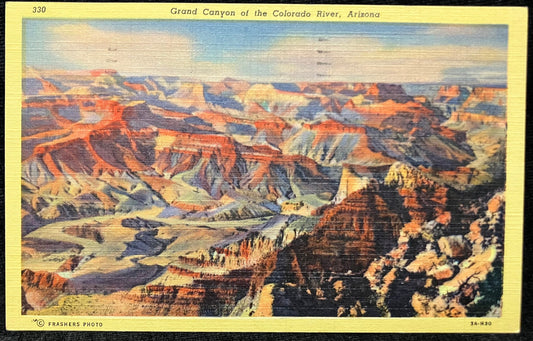 Grand Canyon - Colorado River - Arizona - Frashers Photo - 1940s Linen Postcard