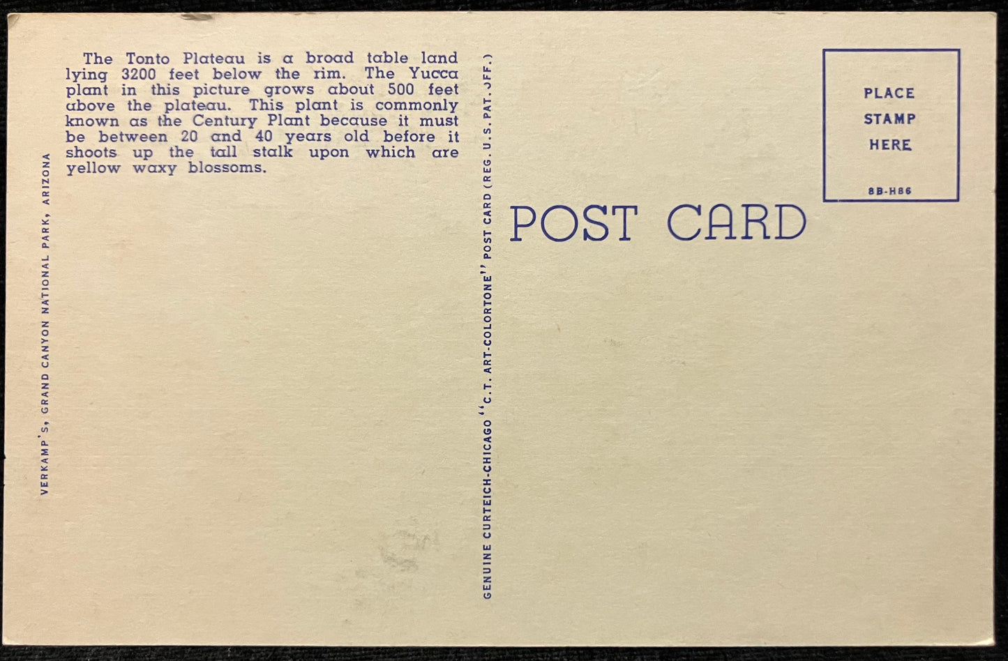 Tonto Plateau - Grand Canyon - Arizona - 1940s Linen Postcard