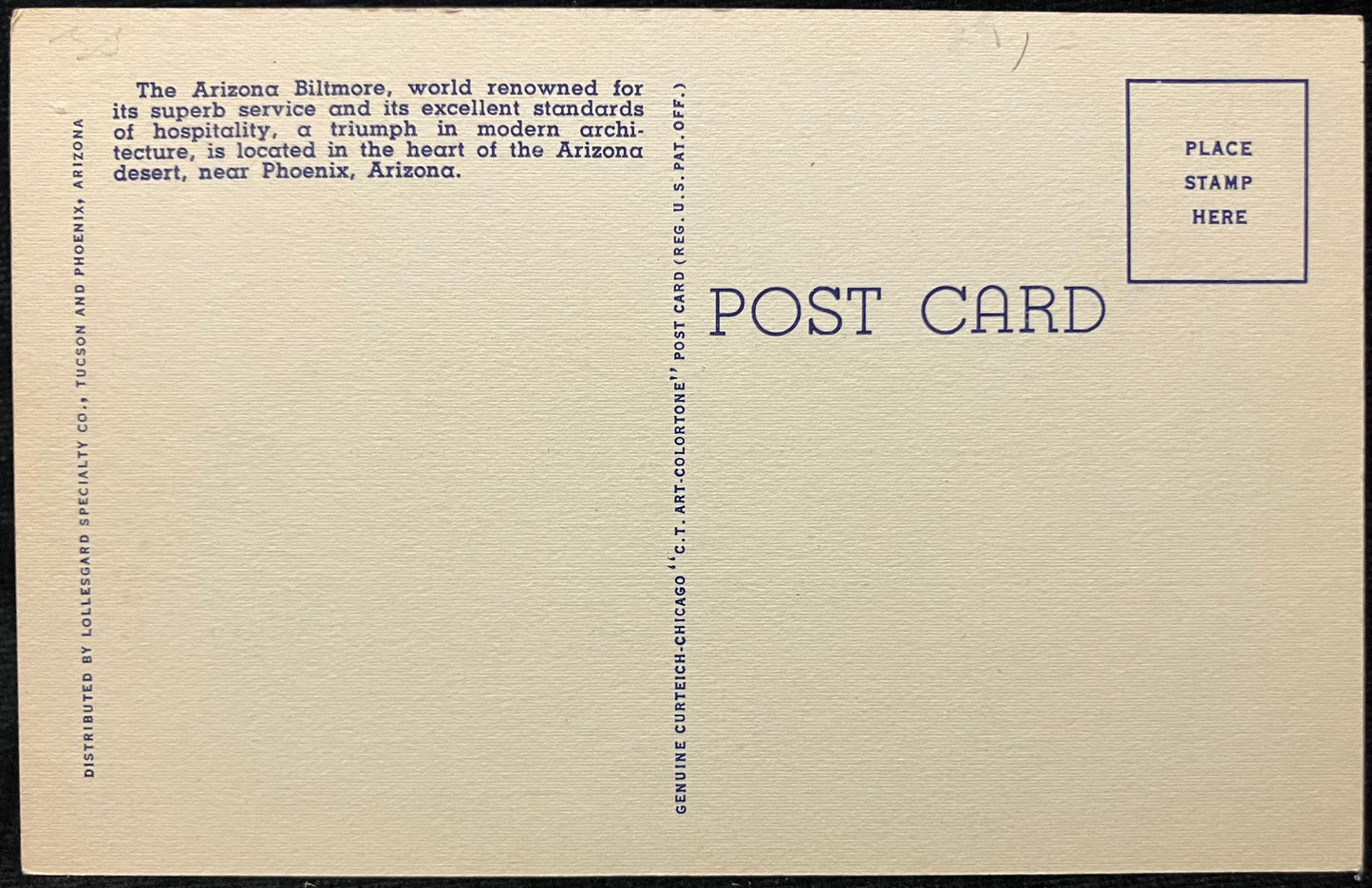 Arizona Biltmore - Phoenix, Arizona - 1940s Linen Postcard