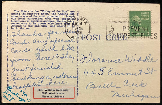 Patio of The Arizona Biltmore - Phoenix, Arizona - Vintage Postcard