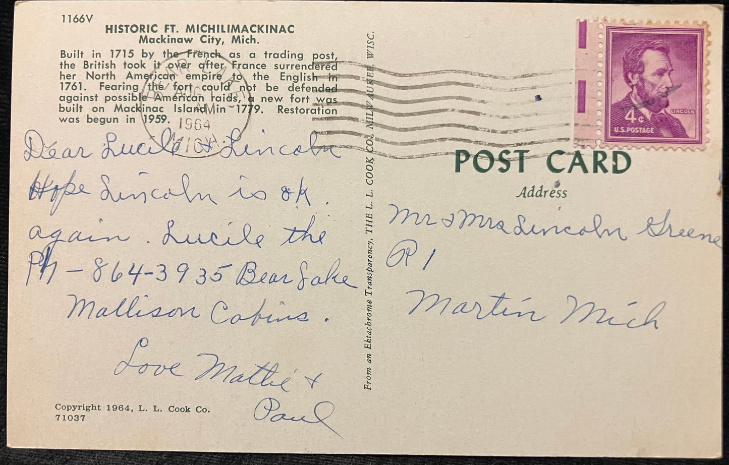 Fort Michilimackinac - Vintage Postcard