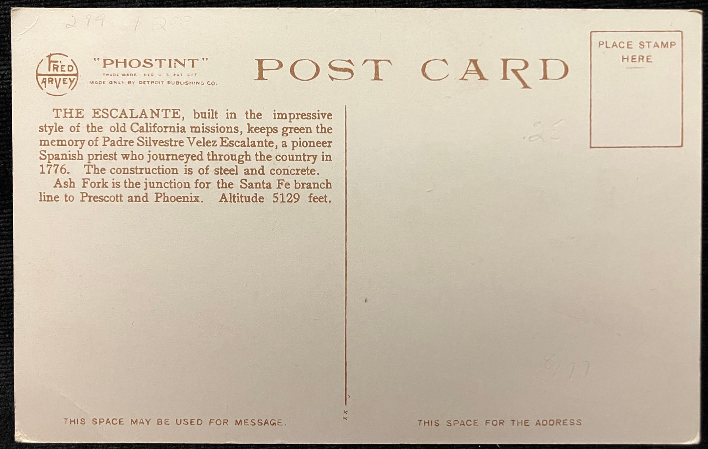 The Escalante - Ash Fork, Arizona - Vintage Postcard