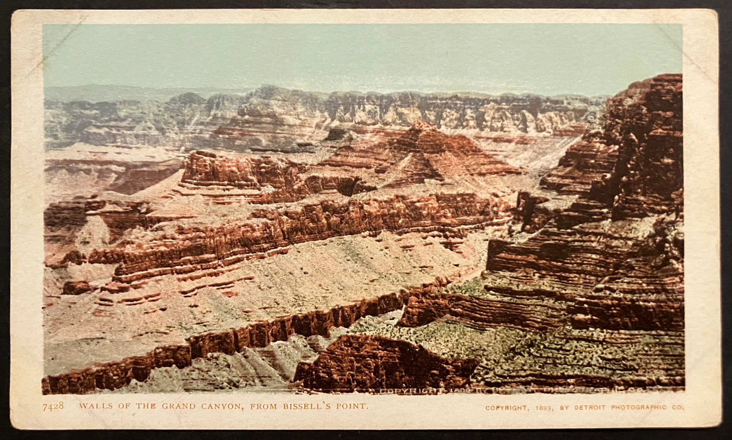 Walls of the Grand Canyon, From Bissell’s Point - Copyright, 1899, by Detroit Photographic Co. - Vintage Postcard