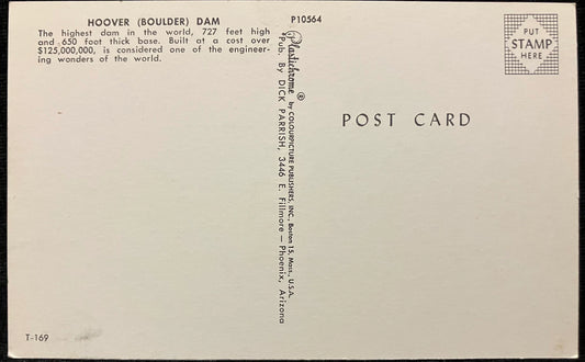 Hoover (Boulder) Dam - Nevada - Vintage Postcard