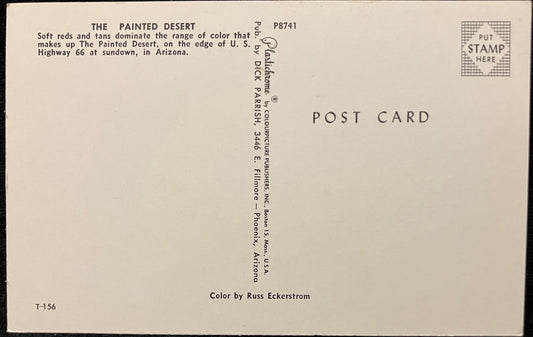 The Painted Desert, Arizona - Color: Russ Eckerestrom - Vintage Postcard