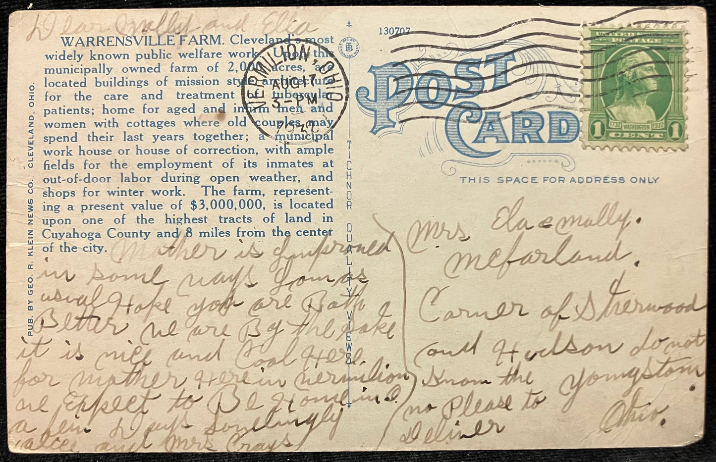 Warrensville Farms, Cleveland, Ohio - Vintage Postcard