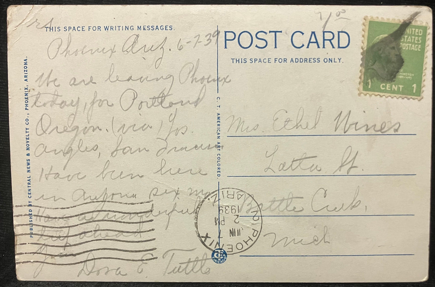 First Church of Christ Scientist - Phoenix, Arizona - Vintage Postcard