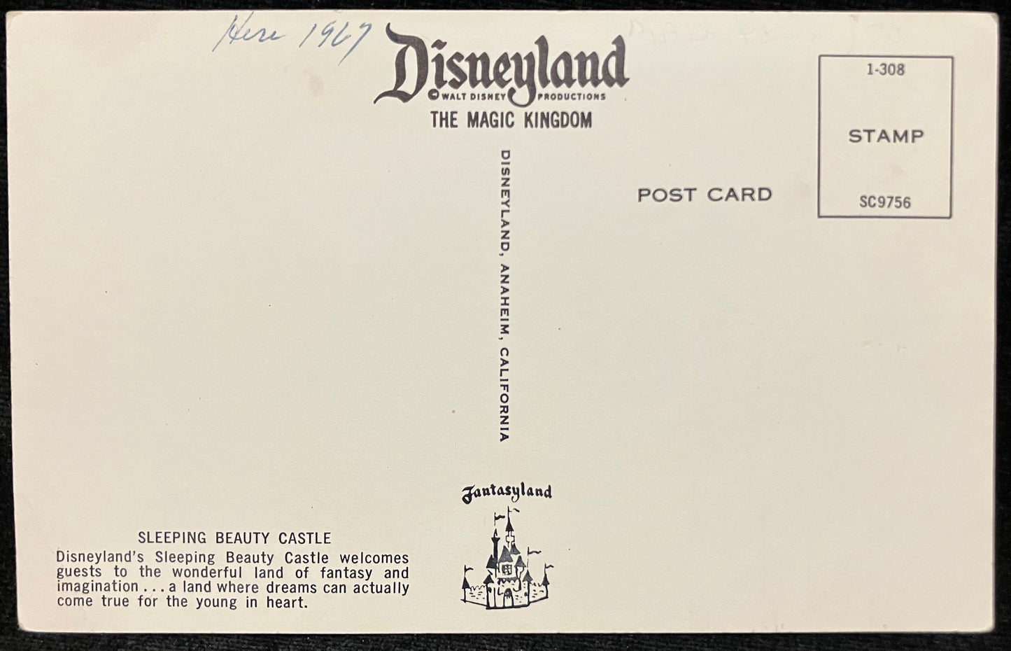 Sleeping Beauty Castle - Disneyland - Anaheim, California - Vintage Postcard