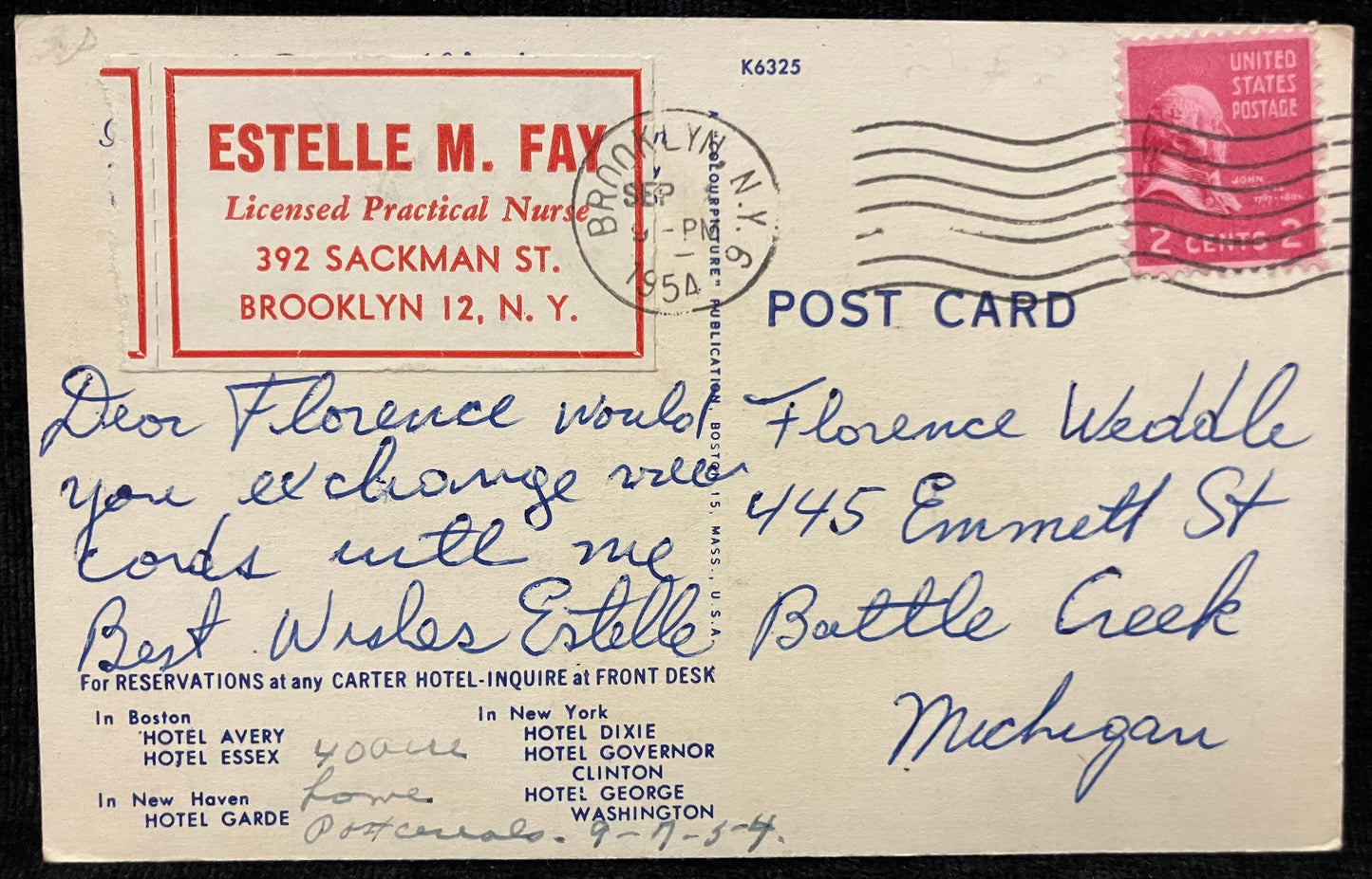 Hotel George Washington In the Fashionable Gramercy Park Section 23 Lexington Avenue - Copr. 23rd Street New York City - Vintage Postcard