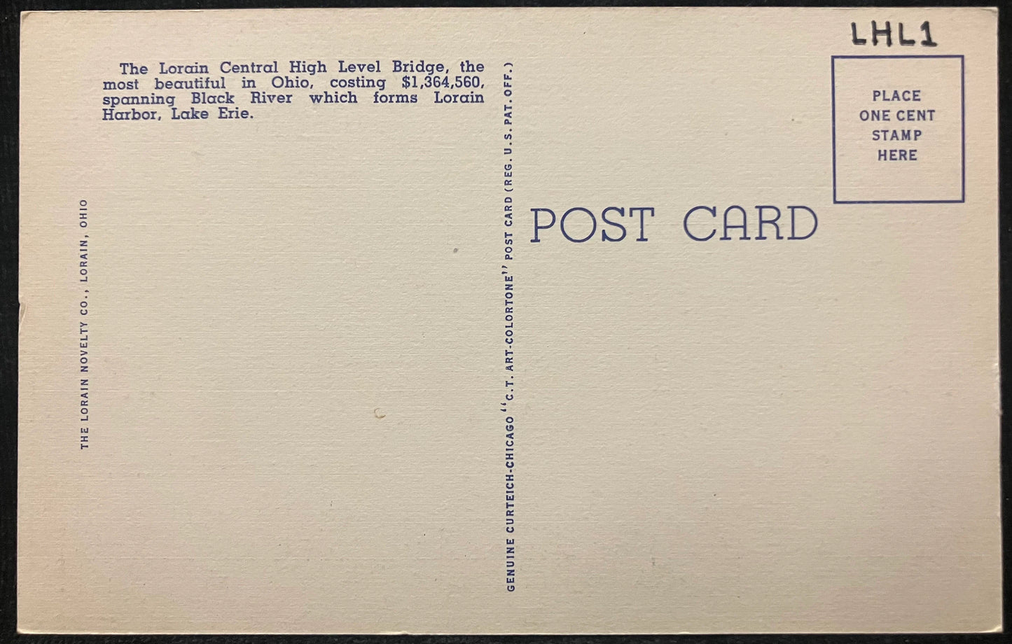 The Lorain Central High Level Bridge, Lorain, Ohio - Vintage Bridge Postcard