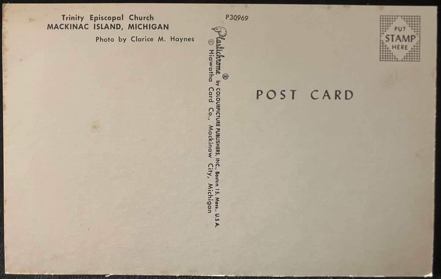 Trinity Episcopal Church - Mackinac Island, Michigan - Photo: Clarice M. Haynes - Vintage Postcard