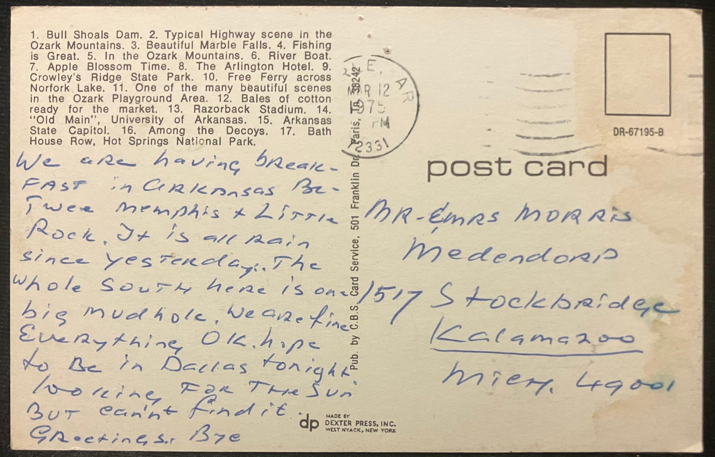 Greetings from Arkansas - 1970s Postcard