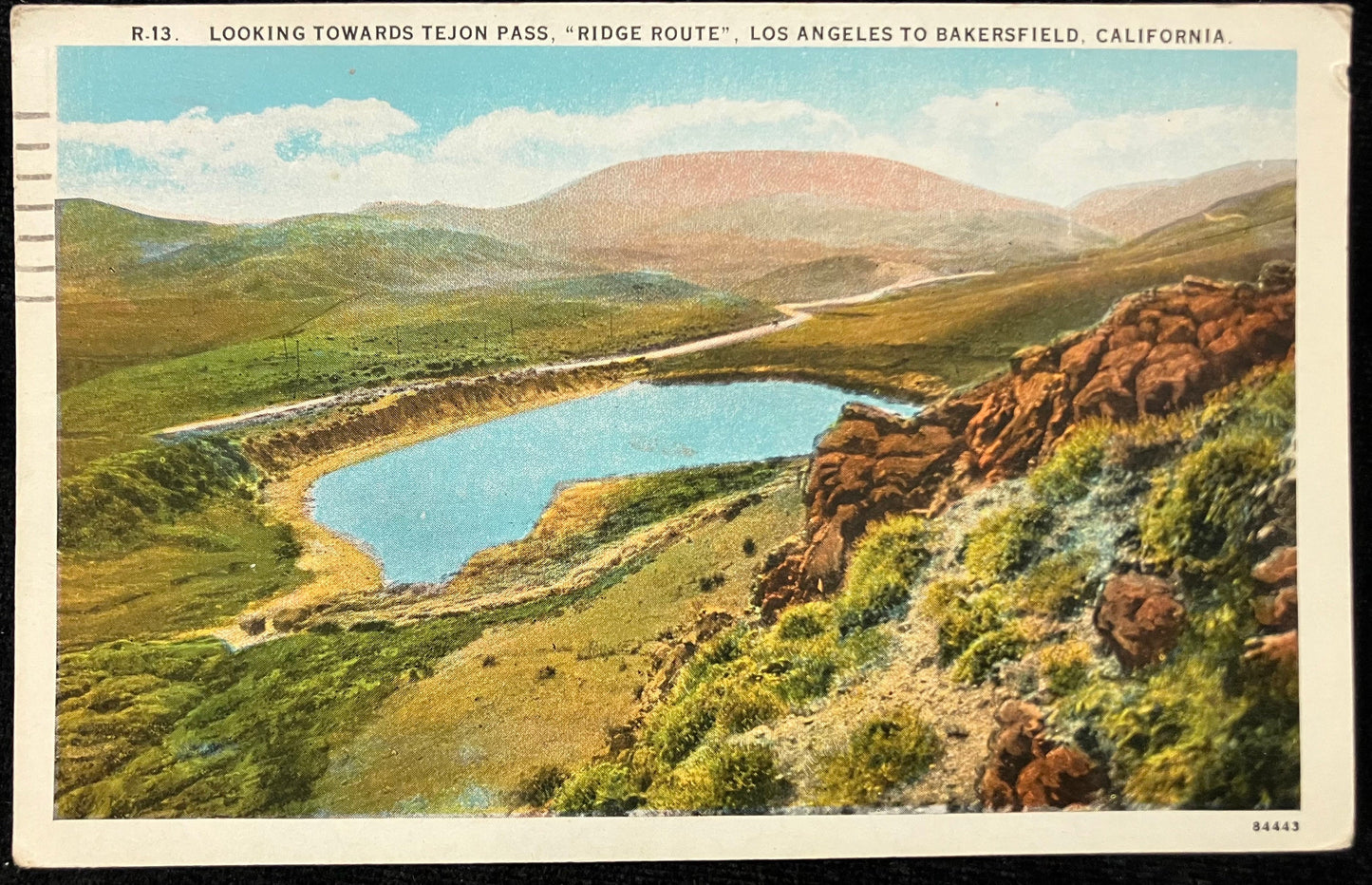 Looking Towards Tejon Pass, “Ridge Route” - Los Angeles to Bakersfield, California. - Vintage Postcard