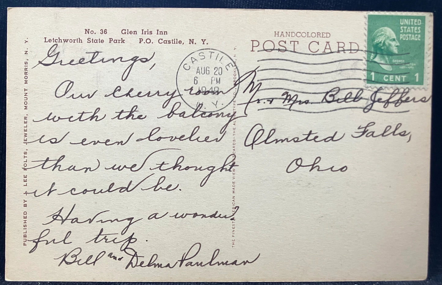 Glen Iris Inn, Letchworth State Park, Castile, New York - Vintage Postcard