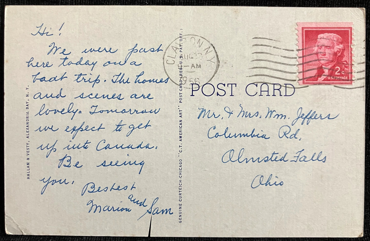 View from Boldt Castle, Thousand Islands, New York - Vintage Postcard