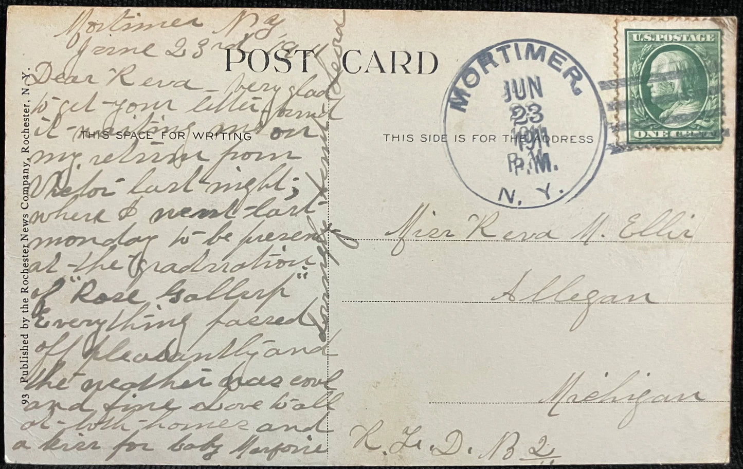 Country Club, Rochester, New York - Printed in Great Britain - Vintage 1911 Postcard