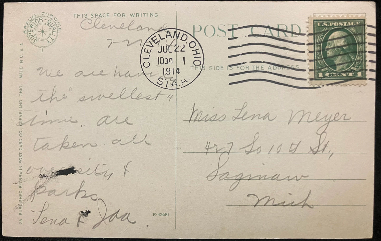 Garfield Monument, Cleveland, Ohio - Vintage Postcard