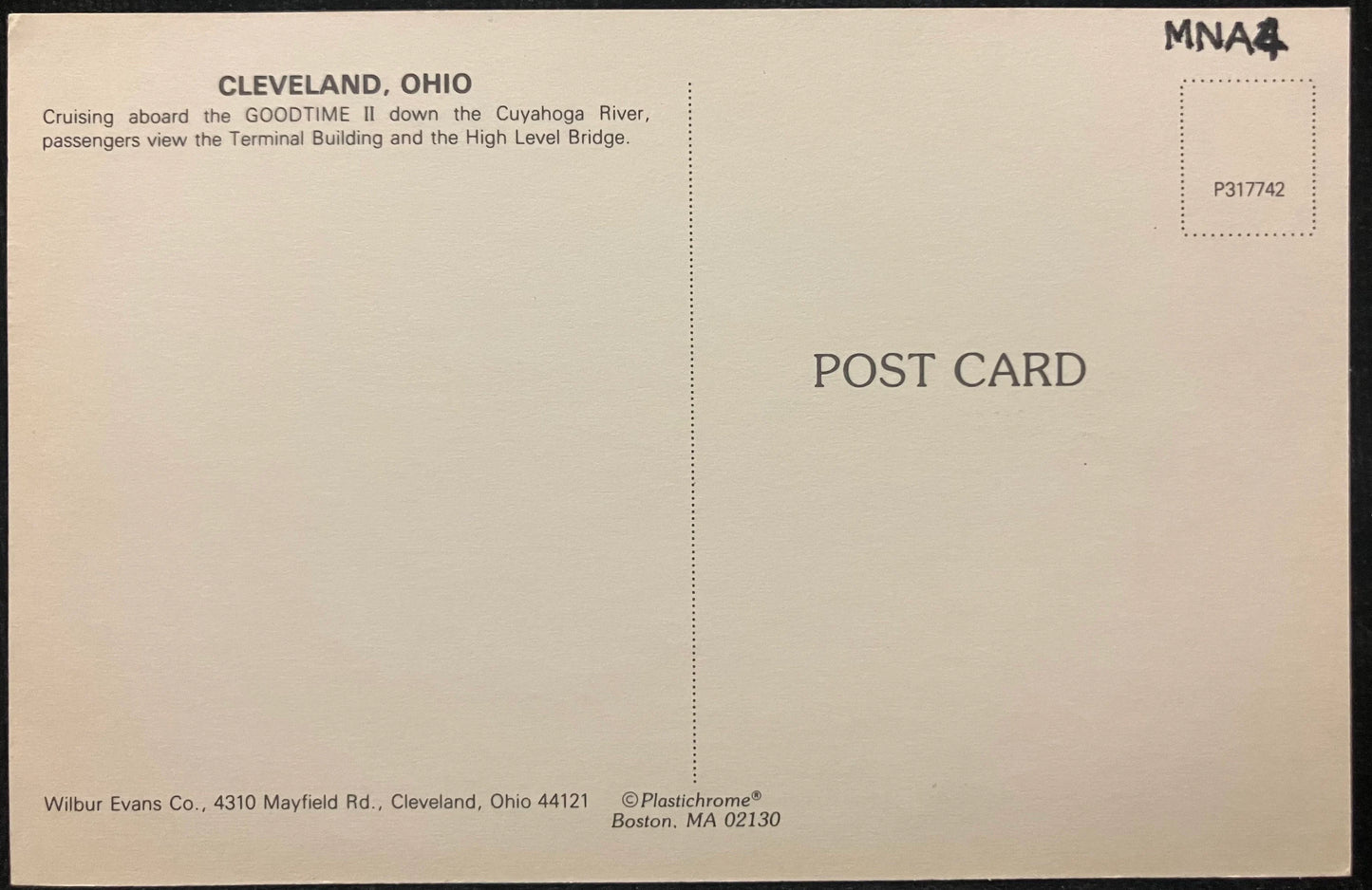 The Goodtime II on the Cuyahoga River - Cleveland, Ohio - Vintage Postcard