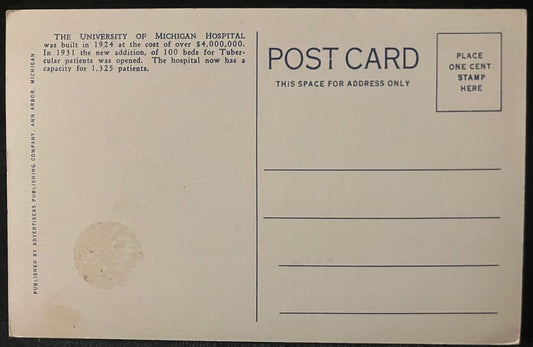 University of Michigan Hospital with New Addition, Ann Arbor, Michigan - Vintage Postcard