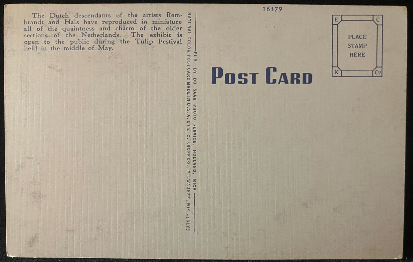 Miniature Netherlands, Holland, Michigan - Vintage Postcard