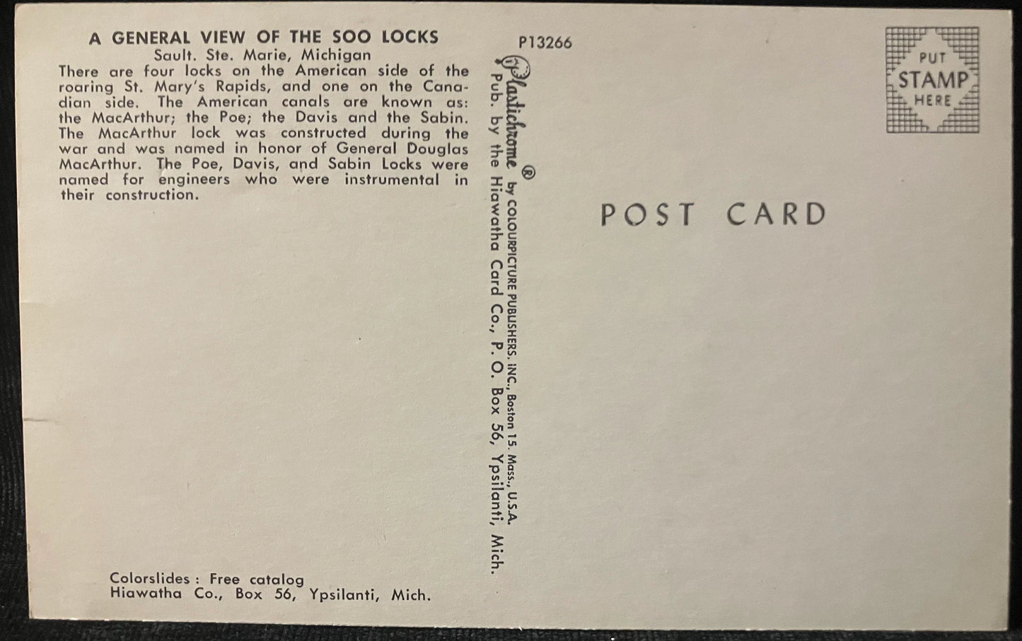 A General View of the Soo Locks - Sault Ste. Marie, Michigan - Vintage Postcard