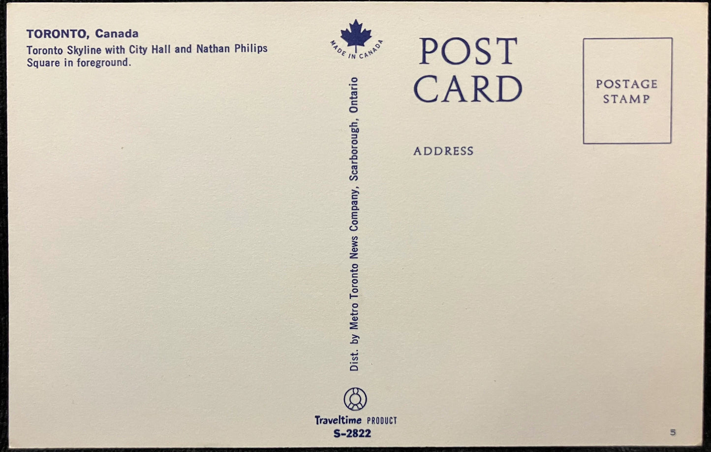 Toronto, Canada - Made in Canada - Vintage Postcard