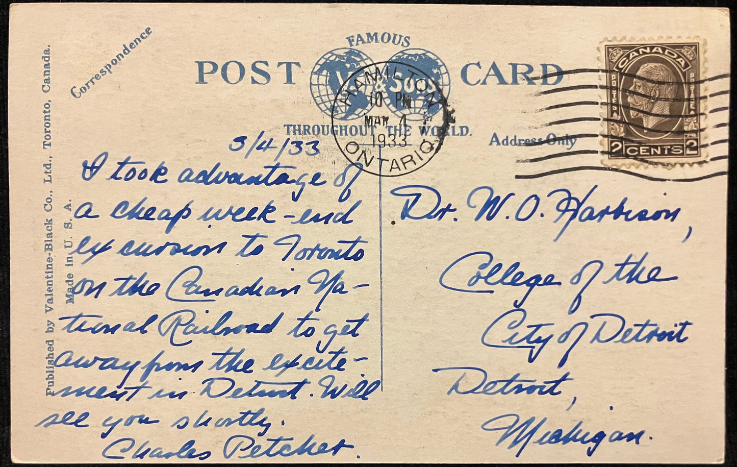 Canadian National Railway’s Proposed Station - Hamilton, Ontario, Canada - 1933 Postcard