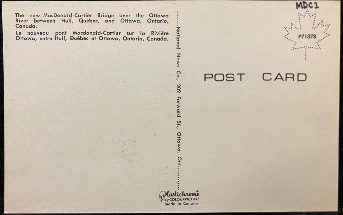 MacDonald-Cartier Bridge over the Ottawa River, Ontario, Canada - Vintage Postcard