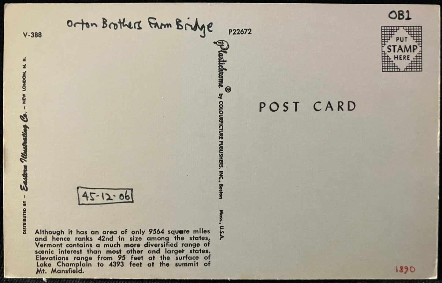 Greetings From Vermont - Vintage Postcard