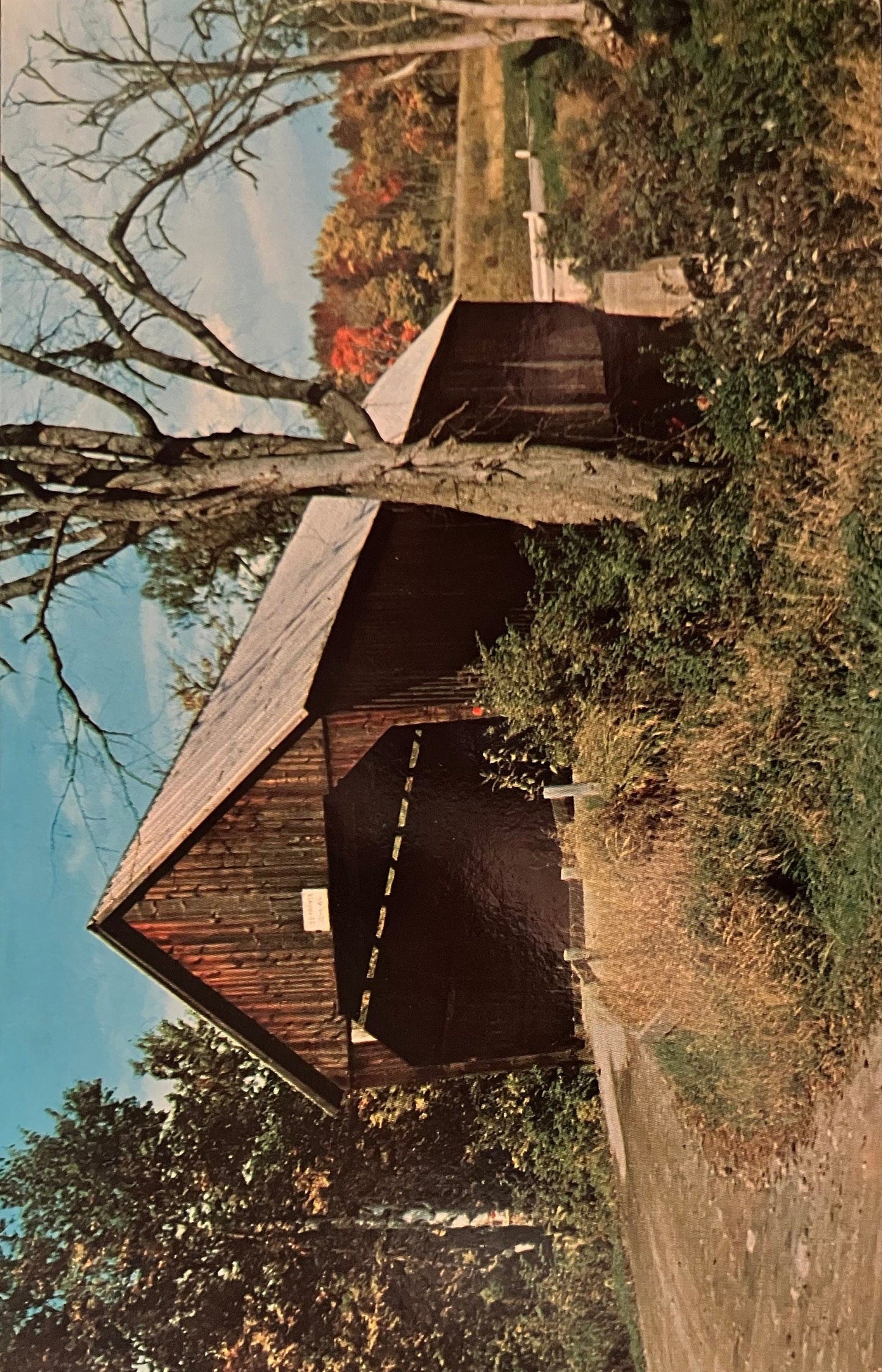 Old Covered Bridge on Route 4 between Bridgewater and Woodstock, Vermont - Vintage Postcard,