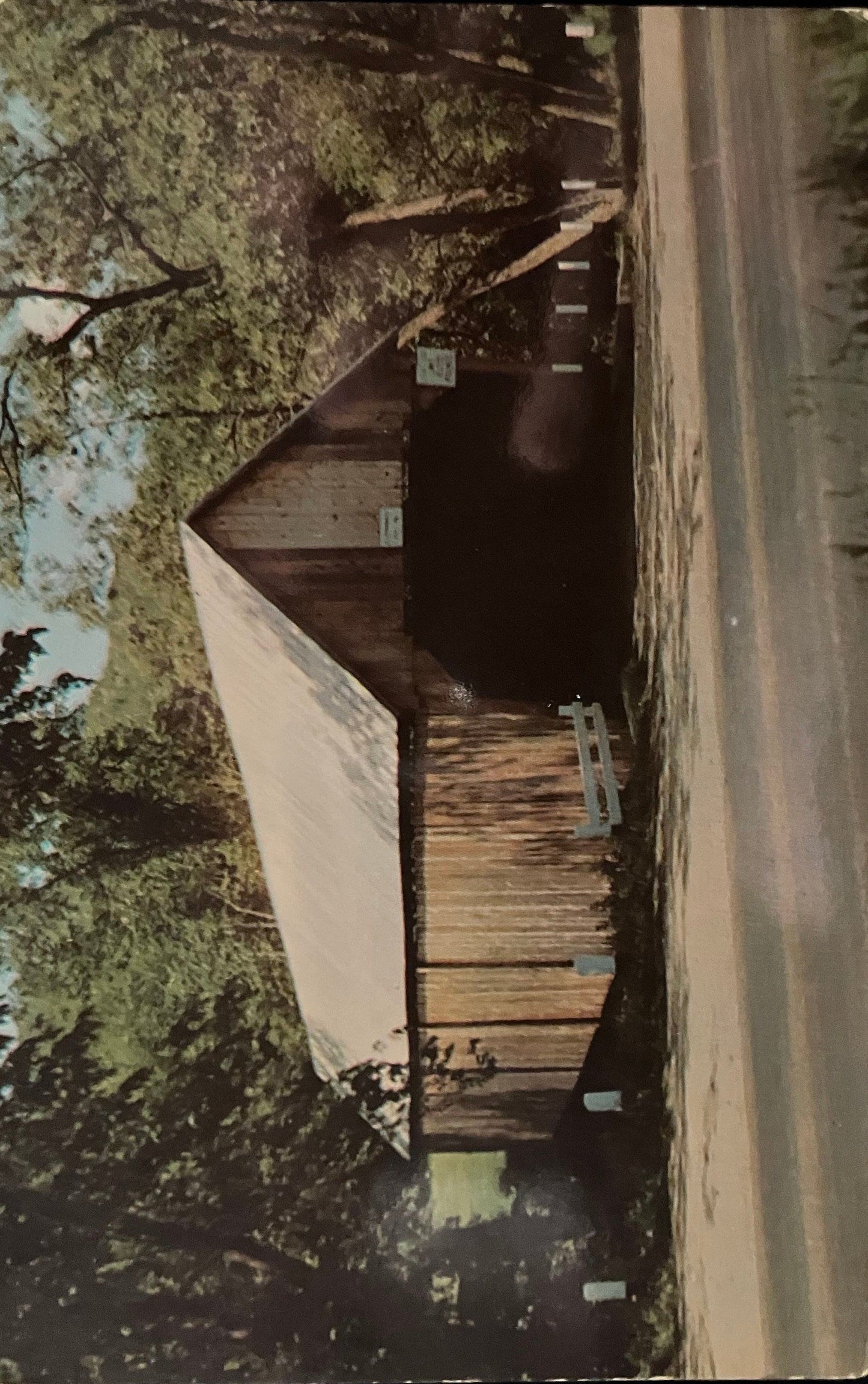 Lincoln Bridge Woodstock, Vermont - Vintage Covered Bridge Postcard