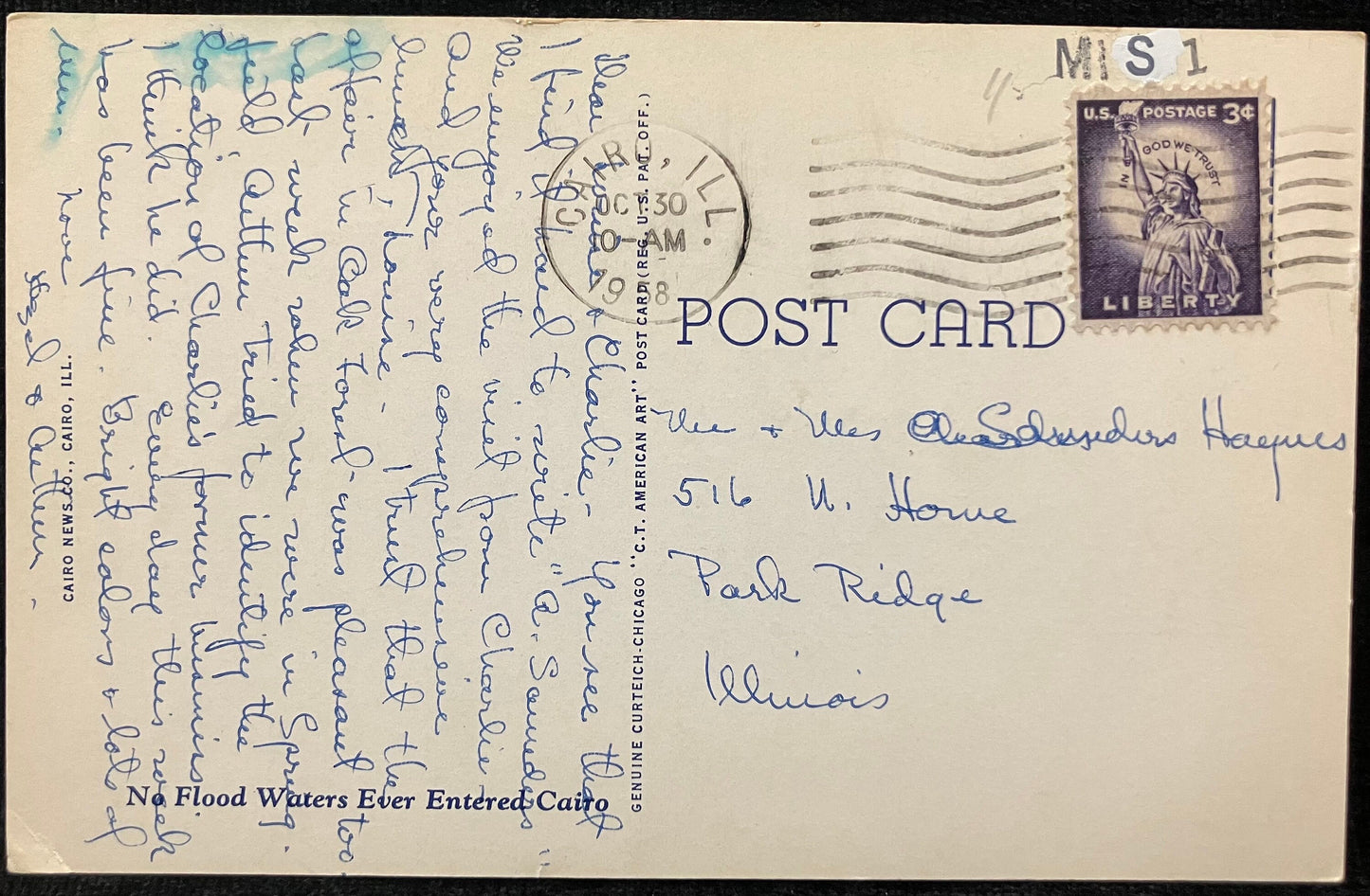 Mississippi Bridge at Cairo, Illinois, between Missouri and Illinois - Vintage Bridge Postcard