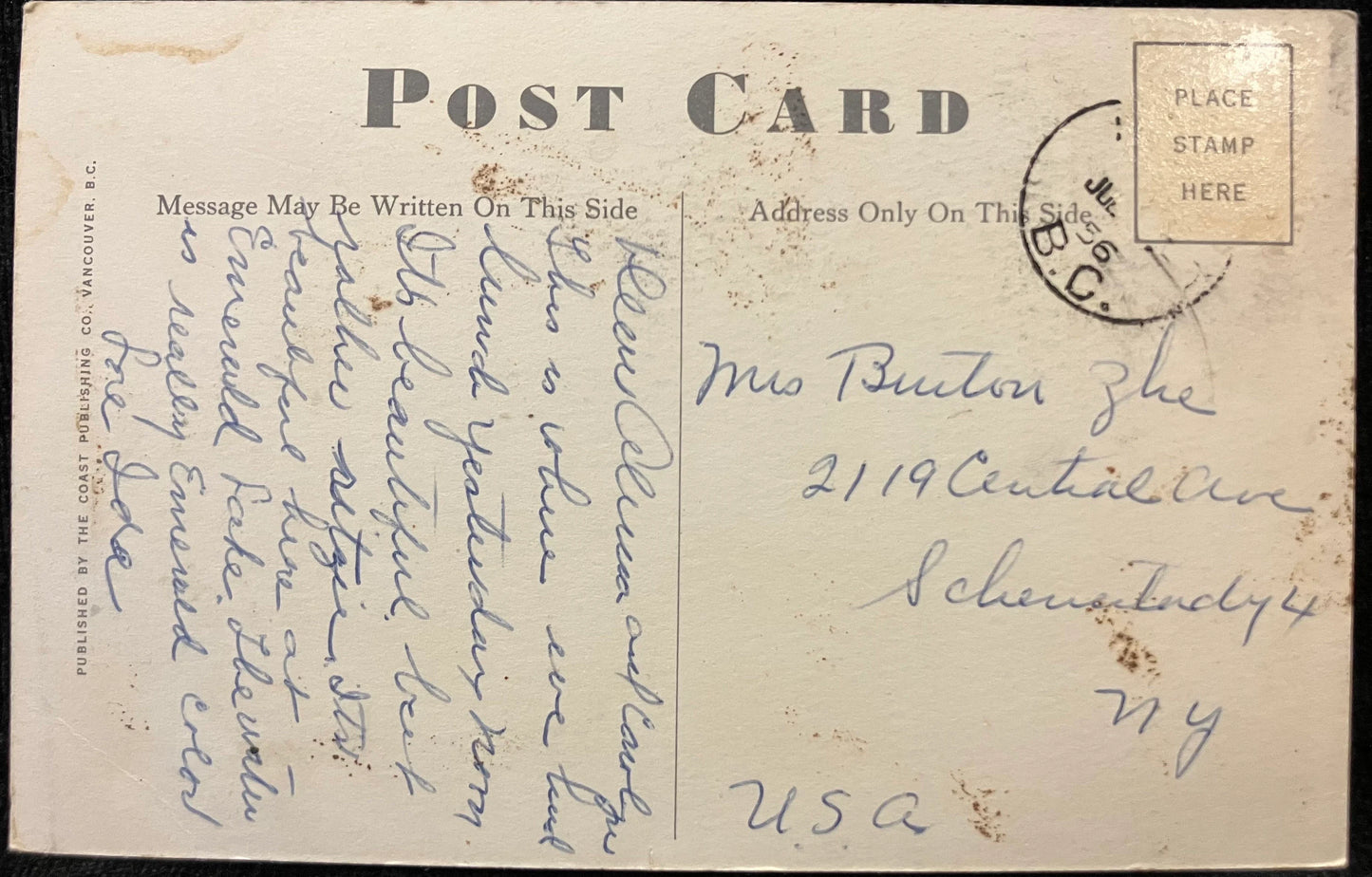 Canadian Rockies - C.P.R. Chateau, Lake Louise - 1956 Vintage Postcard