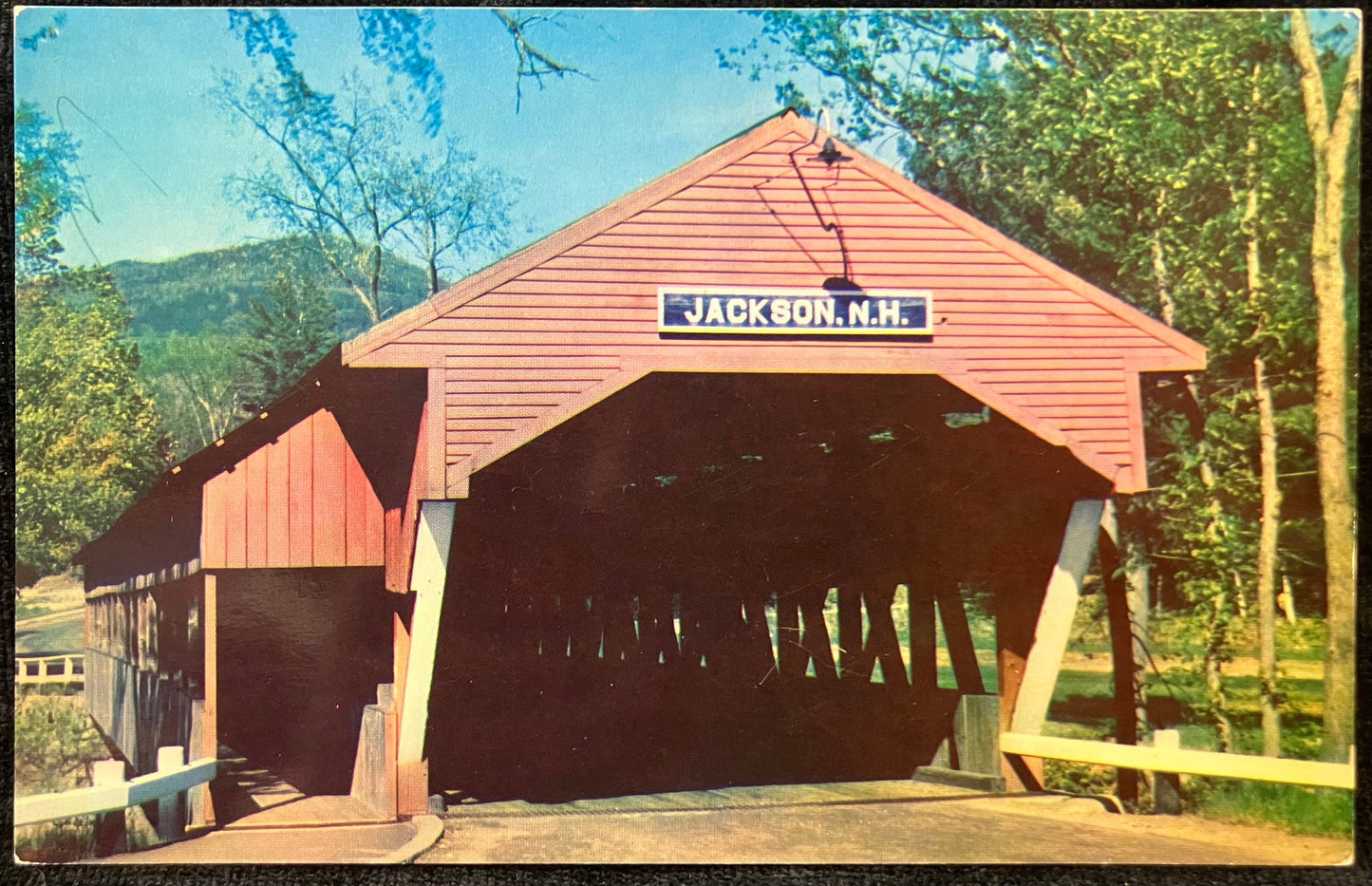 Jackson, N. H. - Covered Bridge in White Mountains, New Hampshire - Photo by Dick Smith - Vintage Covered Bridge Postcard
