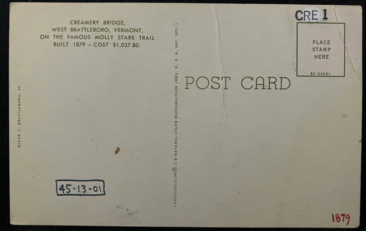 Creamery Bridge, West Brattleboro, Vermont - Vintage Bridge Postcard
