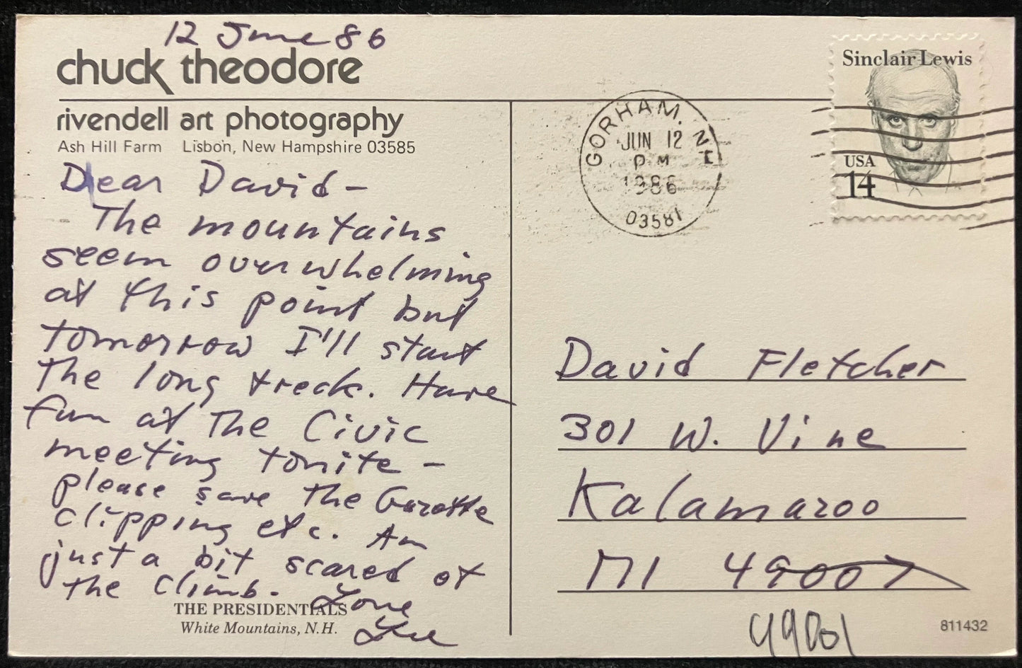 The Presidential White Mountains, New Hampshire - Photo by Chuck Theodore - Vintage Scenic Postcard