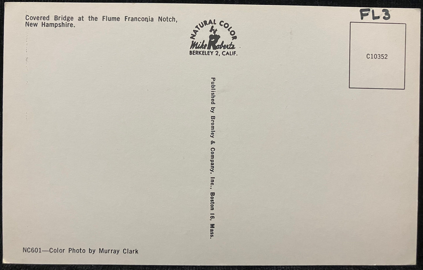 Covered Bridge at the Flume Franconia Notch, New Hampshire - Photo by Murray Clark - Vintage Covered Bridge Postcard- Rare Winter Postcard