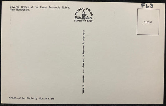 Covered Bridge at the Flume Franconia Notch, New Hampshire - Photo by Murray Clark - Vintage Covered Bridge Postcard- Rare Winter Postcard