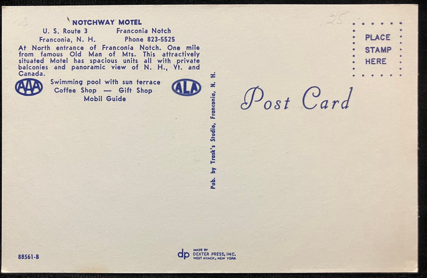 Notchway Motel in Franconia, New Hampshire - Vintage Motel Postcard