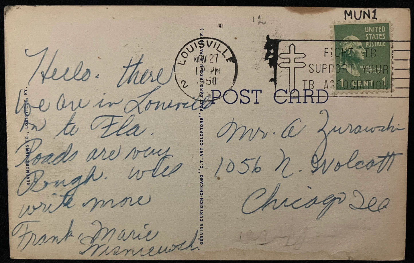Municipal Bridge Connecting Louisville, Kentucky and Jeffersonville, Indiana - Bridge Postcard