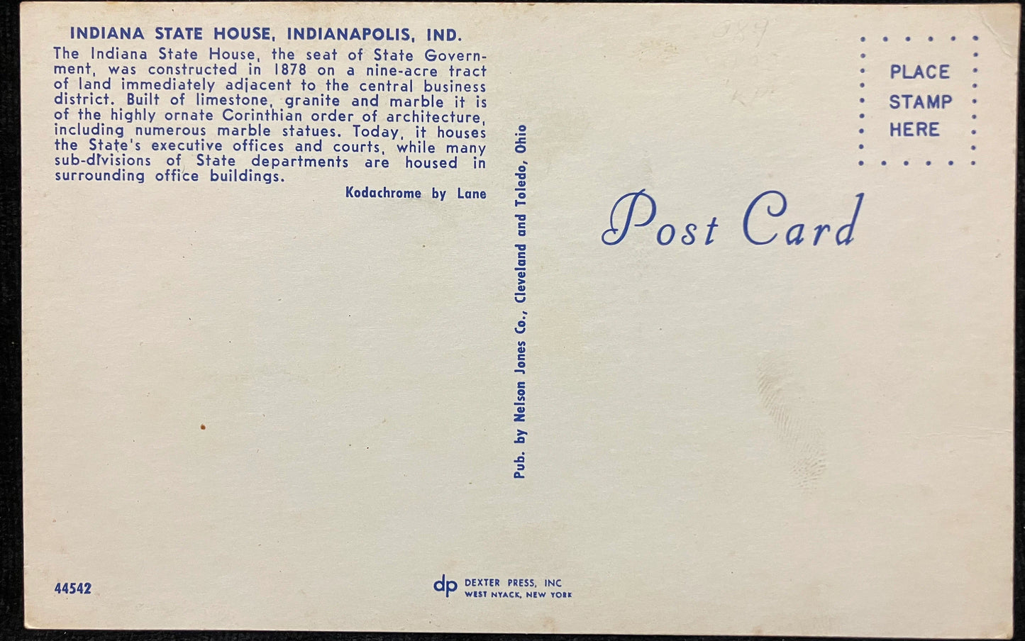 Indiana State House, Indianapolis, Indiana - Vintage Postcard