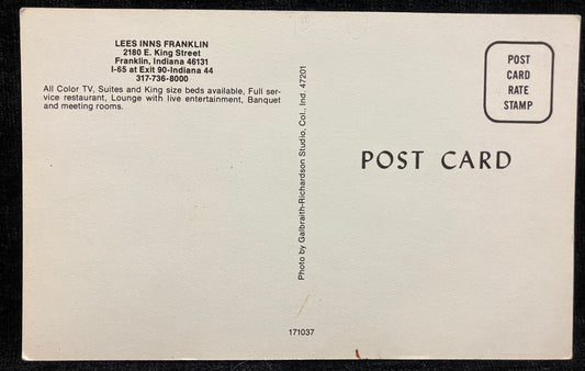 Lees Inns Franklin - Franklin, Indiana - Vintage Hotel Postcard
