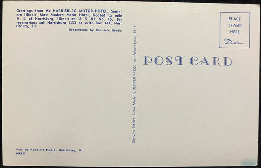 Harrisburg Motor Hotel - Harrisburg, Illinois - Vintage Hotel Postcard - Kodachrome by Ronnie's Stud