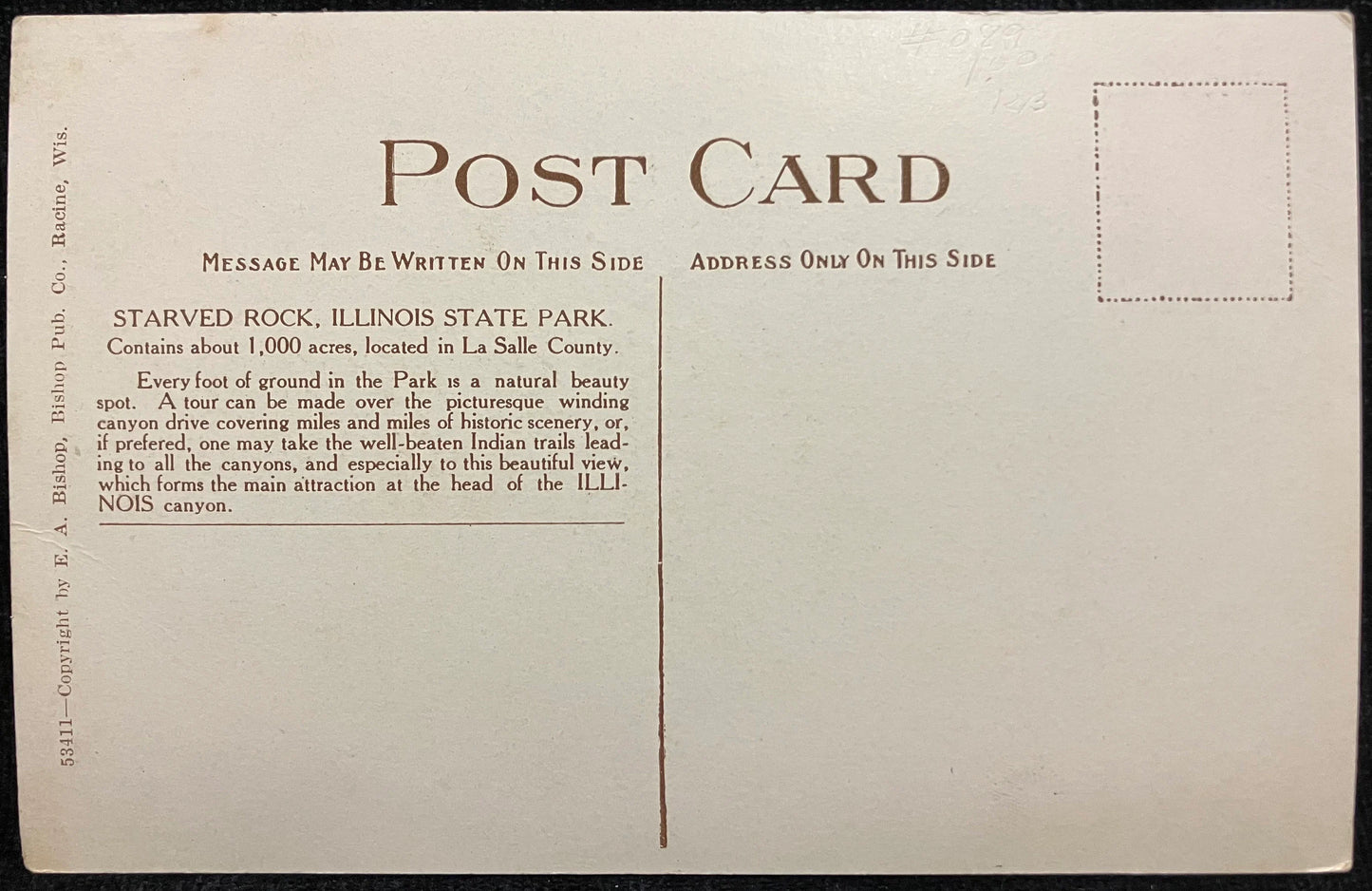 The Illinois Canyon, Starved Rock, Illinois State Park - Vintage Park Postcard