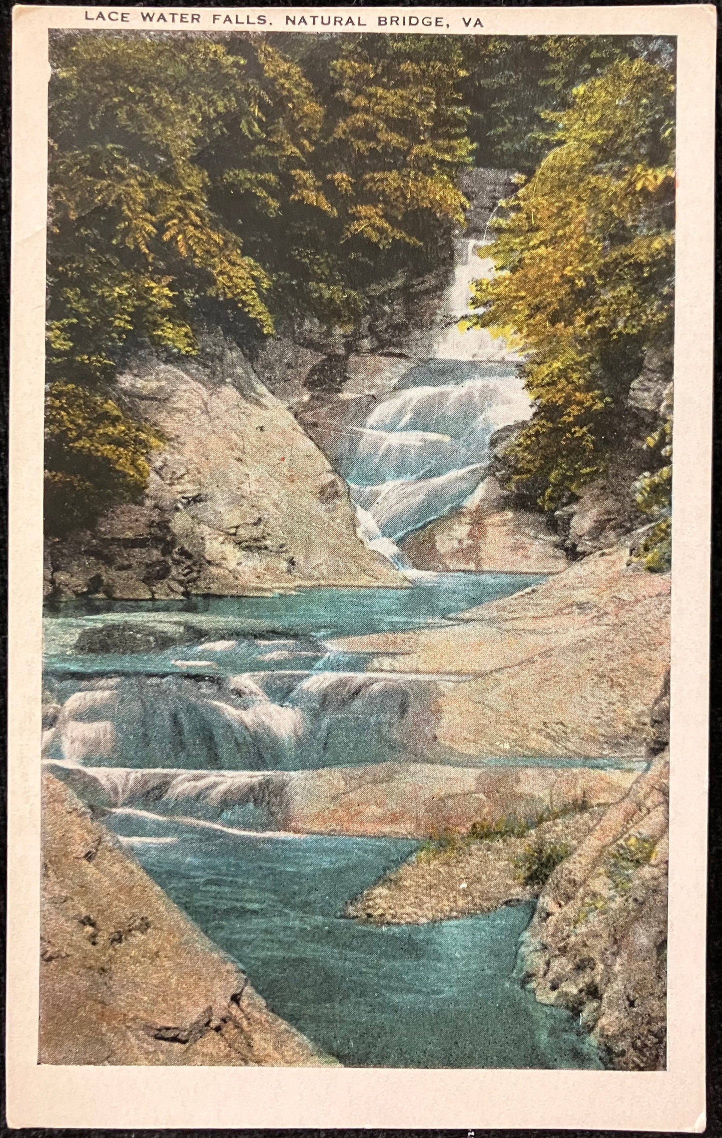 Lace Water Falls, Natural Bridge, Virginia - Vintage Scenic Postcard