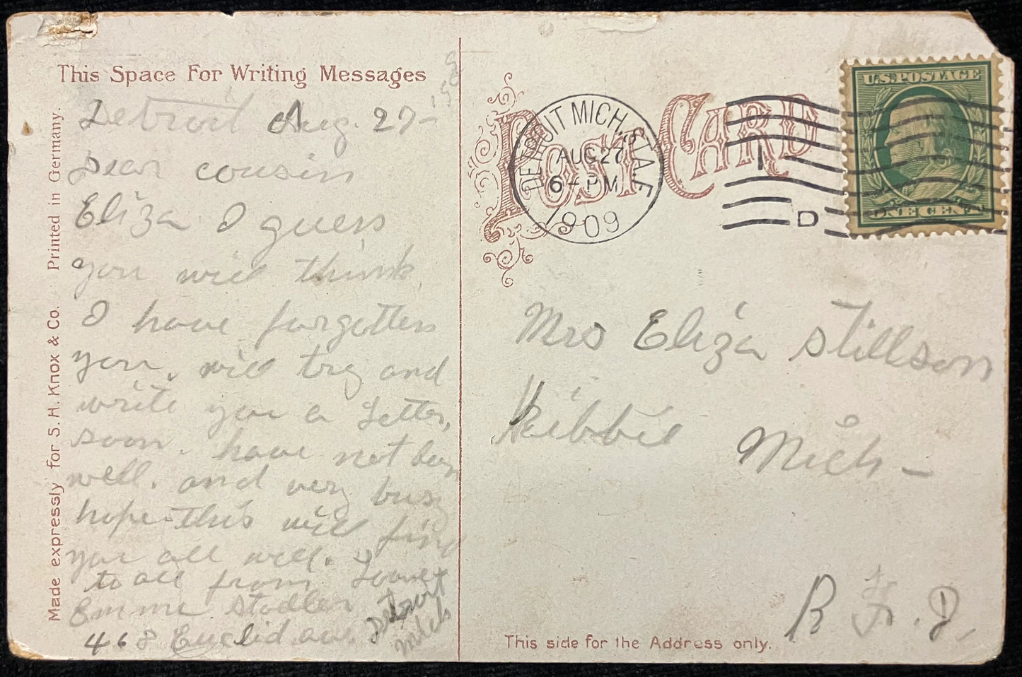 Canoeing on the Lagoon - Belle Isle, Detroit, Michigan - 1909 Postcard