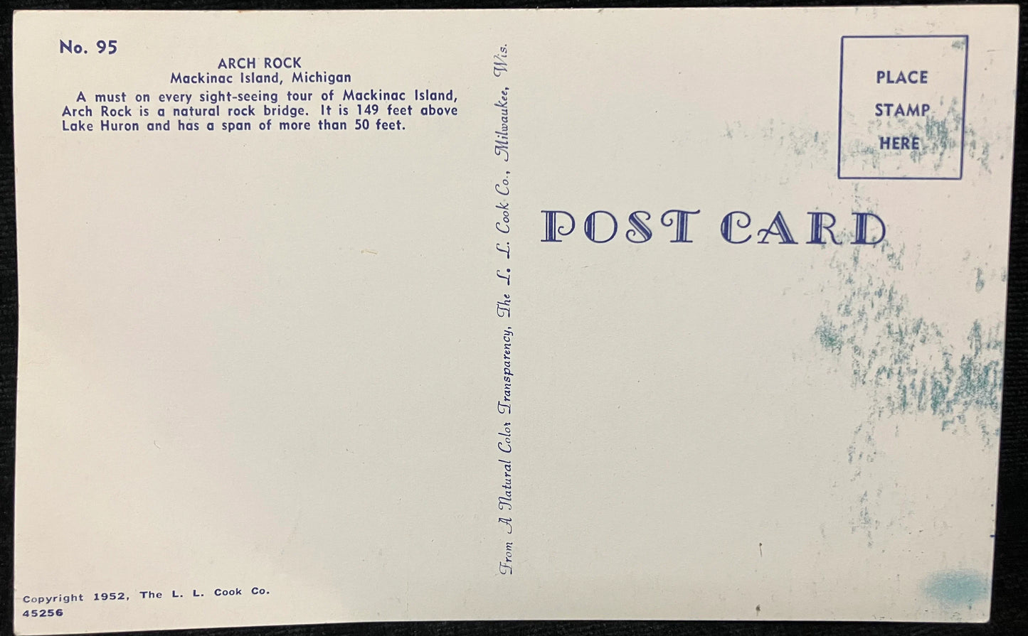 Arch Rock, Mackinac Island, Michigan's Upper Peninsula - Vintage Postcard