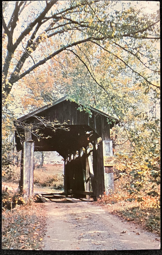 Historic Covered Gildea Bridge, Quaker City, Ohio - Photo by Ethel Johnson - Vintage Covered Bridge Postcard
